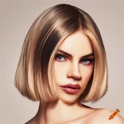 Blonde neck-length blunt long bob hairstyle on Craiyon