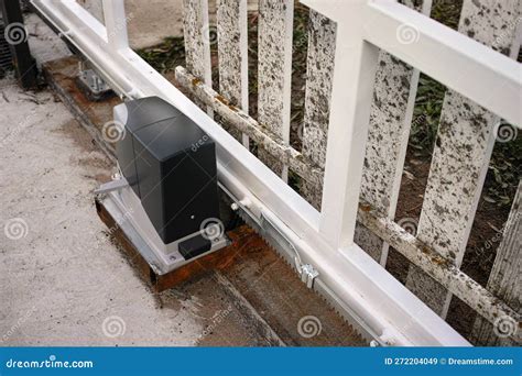 Sliding gates mechanism stock image. Image of outdoor - 272204049