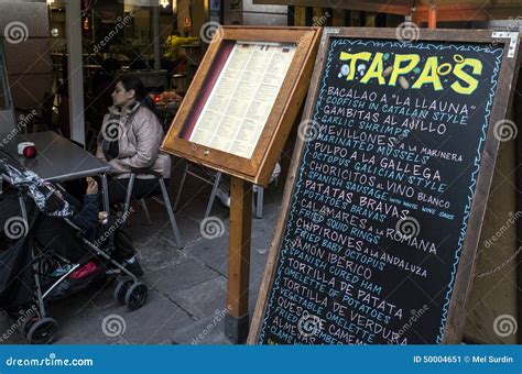 Tapas Restaurant Barcelona, Spain Editorial Photo - Image of menu ...