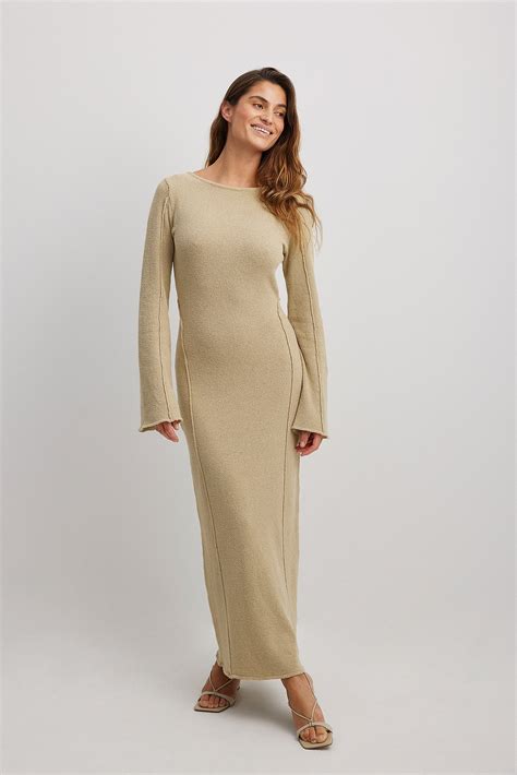 Fine Knitted Maxi Dress Beige | NA-KD