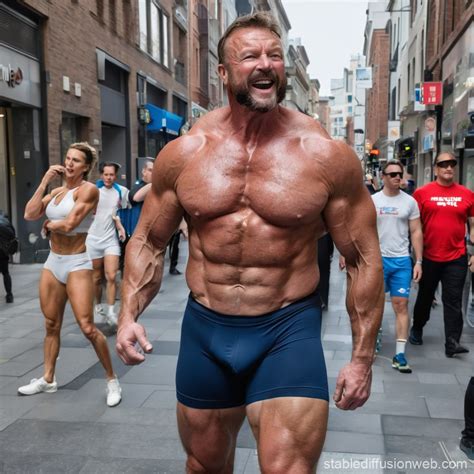 Muscular Man in Public | Stable Diffusion Online