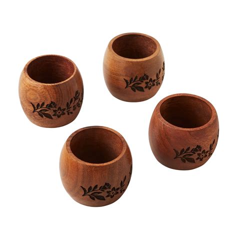 The Pioneer Woman Etched Wood Napkin Rings, Natural, 1.5" x 2", Set of ...