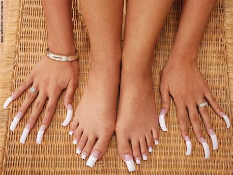 Long french manicure & pedicure | Long toenails, Sexy nails, Fall ...