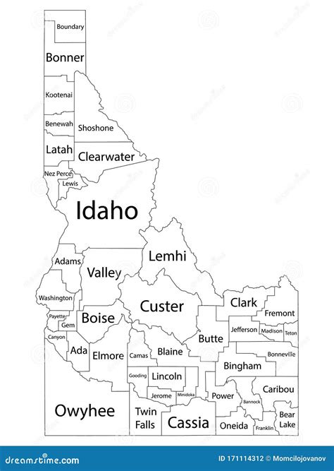 Counties Map of US State of Idaho Stock Vector - Illustration of alaska ...