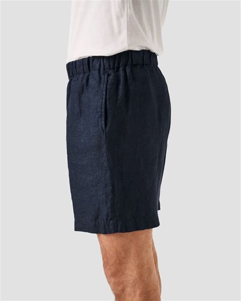 Navy Heavy Linen Shorts - Eton