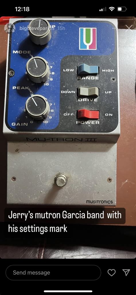 JerBear’s Mutron settings (photo credit Big Steve Insta) : r/guitarpedals