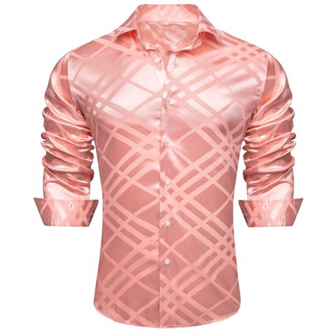 Barry.Wang Men Dress Shirts Paisley Design Woven Silk Dress Shirt Long ...