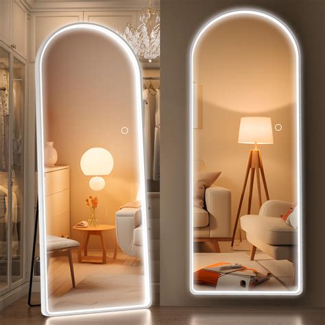 Wrought Studio™ Modern & Contemporary Arch Led Floor Mirror Full Length ...