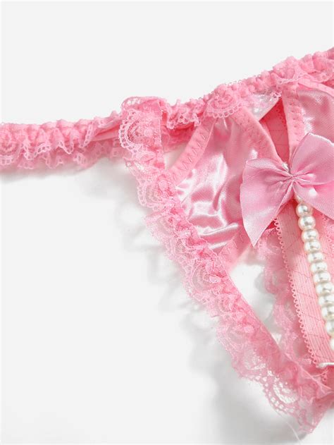 Classic Sexy Beaded Contrast Lace Crotchless Panty | SHEIN USA