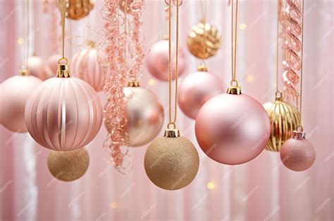 Premium AI Image | colorful pink and gold Christmas decorations