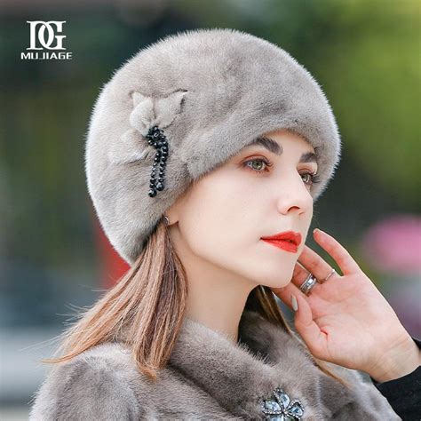 Норковая шапка, женская зимняя новая модная норковая шапка из цельной ...