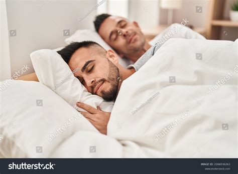 Two Men Couple Lying On Bed Stock Photo 2266936263 | Shutterstock