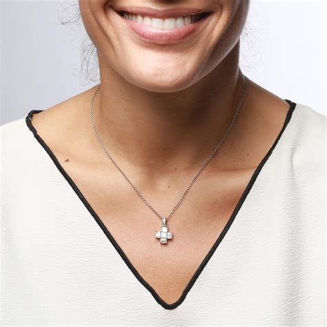 18 Carat White Gold 2.23 Ct Diamond Cross Necklace For Sale at 1stDibs ...