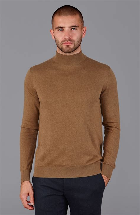 Mens 100% Cotton Mock Turtle Neck Jumper – Paul James Knitwear