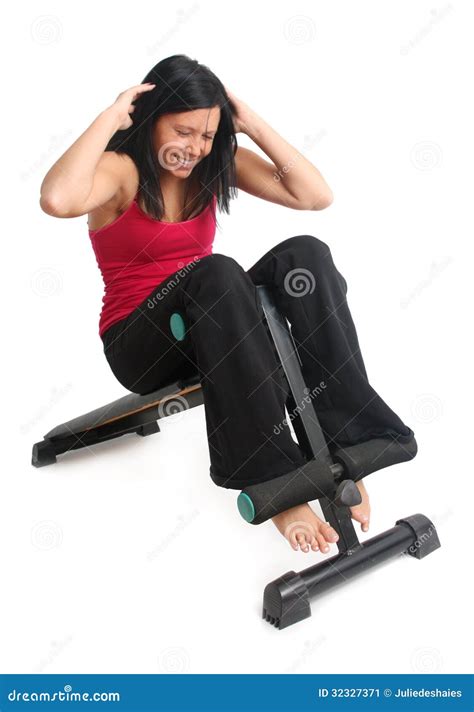 Abs workout on a bench stock image. Image of beauty, situps - 32327371