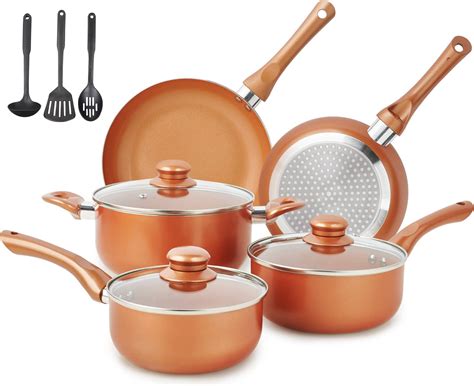 Amazon.com: Copper Chef Cookware 9-Pc. Round Pan Set, Aluminum and ...