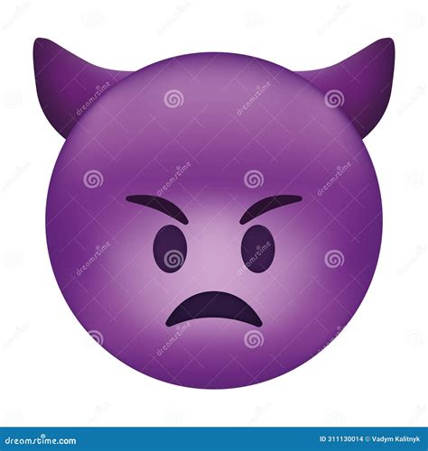 Evil Devil Emoji. Happy Purple Emoticon with Devil Horns Stock Vector ...