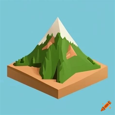 Isometric illustration of mountains on Craiyon