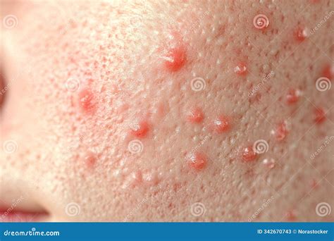 A Woman S Face Has Red Bumps on it Stock Image - Image of infection, reaction: 342670743