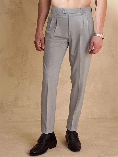 Buy DENNISON Men Double Pleated Formal Trousers - Trousers for Men ...