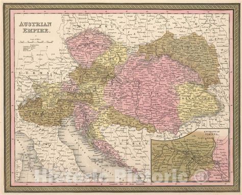 Historic Map : 1850 Austrian Empire. - Vintage Wall Art - Historic Pictoric