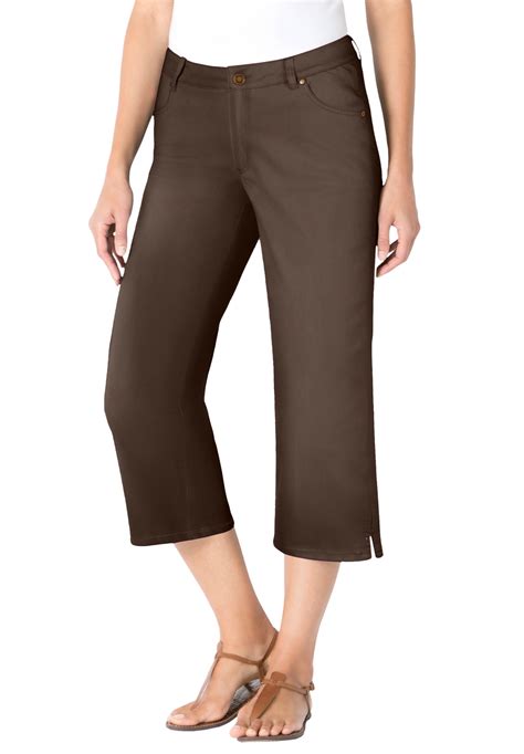 Woman Within Plus Size Stretch Denim Five-Pocket Capri Jeans - Walmart.com