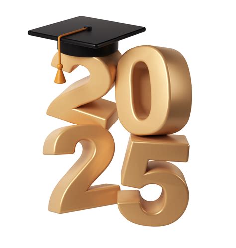 clase de 2025 3d educación icono. felicidades graduados diseño modelo con negro gorra y números ...
