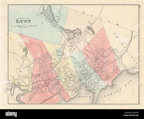 City of Lynn, Massachusetts. Town plan. WALLING & GRAY 1871 old antique ...