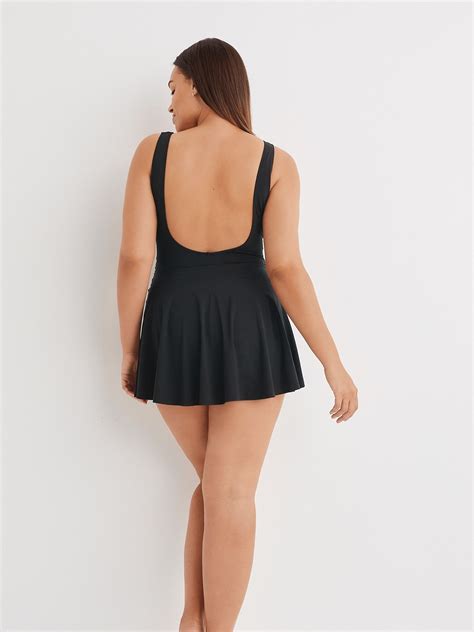 Buy Black Shaping Tummy Control Skirted Swim Dress from the Next UK ...
