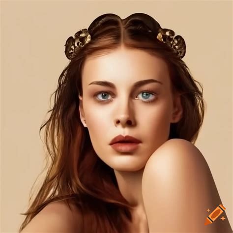 Portrait of a german woman with brown hair and eyes