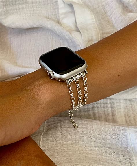 Sterling Silver Apple Watch Band: Rolo Chain Bracelet, Women's Jewelry Strap