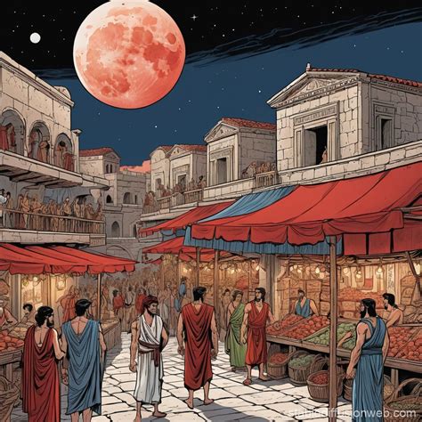Ancient Greek Market Scene at Night | Stable Diffusion Online