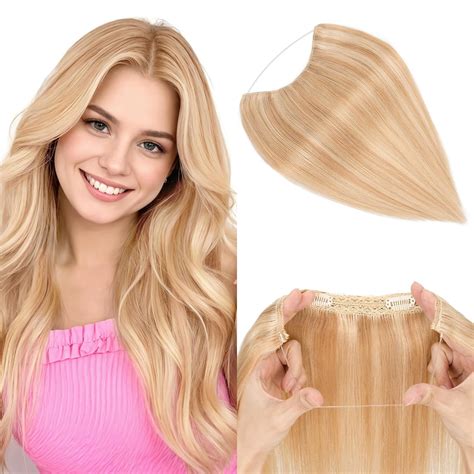 Amazon.com : Halo Hair Extensions Real Human Hair, MY-LADY Adjustable ...