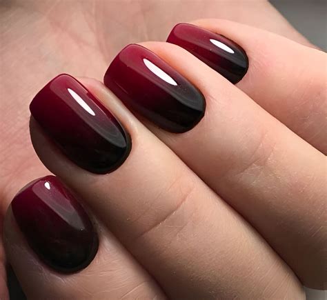 Short Black And Red Nail Designs | Red ombre nails, Maroon nails ...