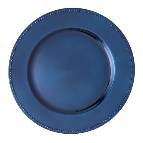Decostar™ Plastic Charger Plate 13 - Shiny Foil Finish - Navy - 24 Pieces