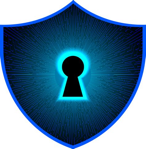 Cybersecurity lock on blue shield technology crop-out 13825813 PNG