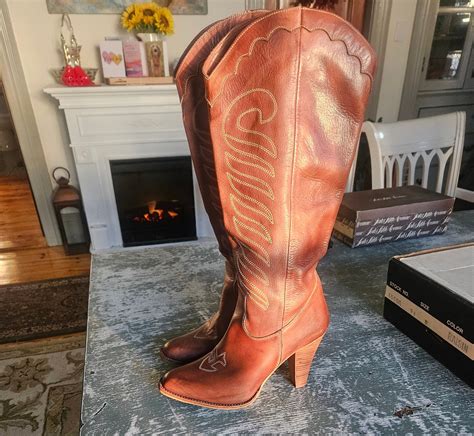 Vintage Women's High Heel Cowboy Boots Size 10 M/leather Cowgirl Boots ...