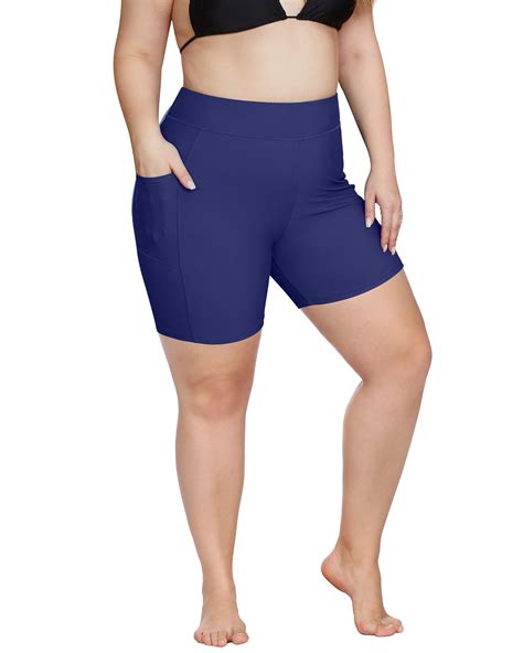 Charmo Plus Size High-Waist Swim Shorts for Womens Boardshort Bike ...