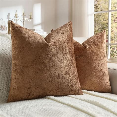 Amazon.com: FUTEI Dark Brown Flannel Throw Pillow Covers 24x24 Inch Set ...