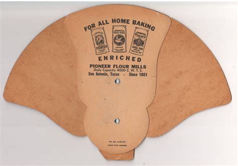 Original Vintage San Antonio, Texas Pioneer Flour Mills Advertising Paper Fan -- Antique Price ...