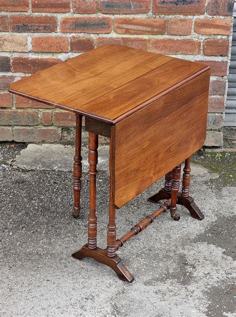 Small Antique Gate-Leg Table, Edwardian Walnut Small Drop-Side Table ...