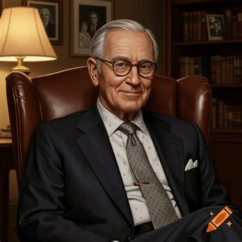 An older man in a paint-splattered white suit holds a brush and palette ...