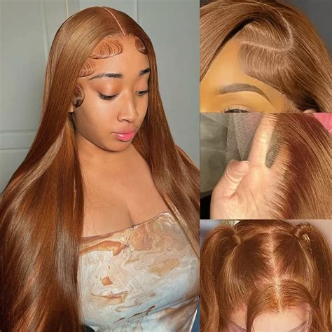 Amazon.com : XZZ 26Inch light Brown Lace Front Wig Transparent 13x4 ...