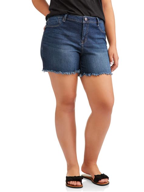 A3 Denim Women's Plus Size Raw Edge Denim Shorts - Walmart.com