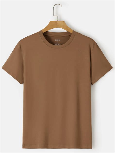 Manfinity Dauomo Hombres Camiseta unicolor de cuello redondo | Moda de ...