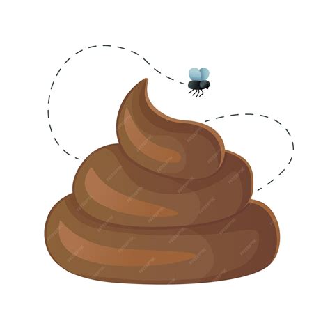 Premium Vector | Poop with fly flying around