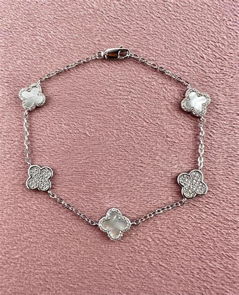 925 Sterling Silver Clover Bracelet, Four Leaf Dainty Clover Bracelet ...