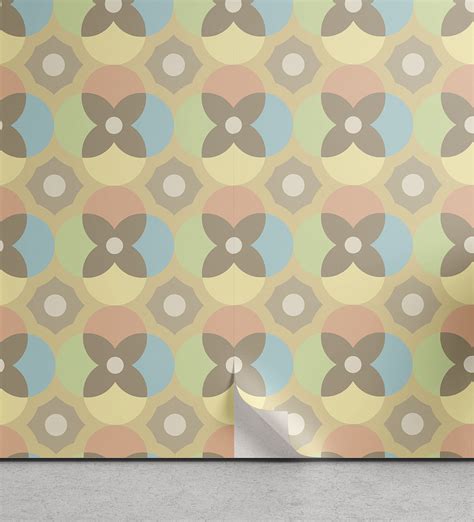Ambesonne Retro Peel & Stick Wallpaper for Home, Vintage Pale Circles ...