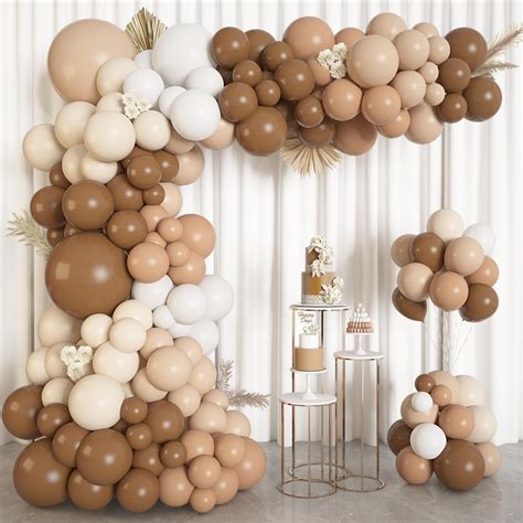 146Pcs Brown Balloons Garland Arch Kit, DIY 18"12"10" Coffee Brown Blush Nude Balloons for ...
