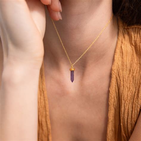 Amethyst Quartz Pendant Necklace by Caitlyn Minimalist • Purple Crystal ...